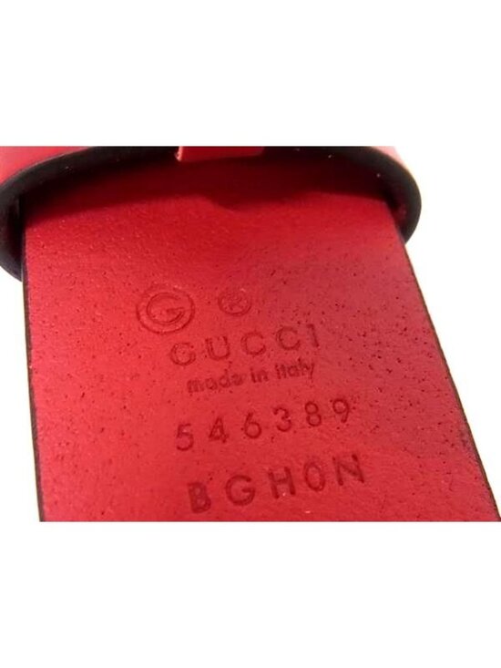 Gucci Interlocking Leather Silver Belt Red main image 4